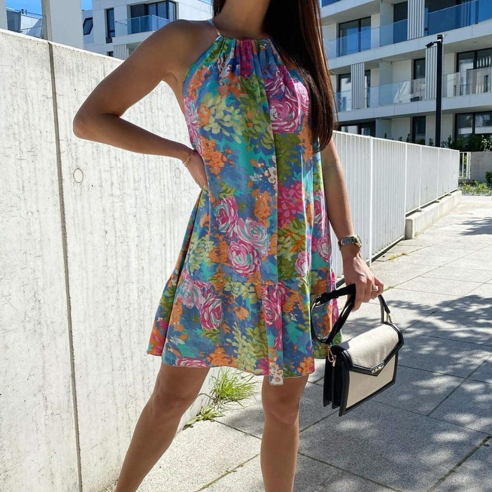 2/$30 MB Malabay Nia 'A' Line Patterned Frill Dress Size OS